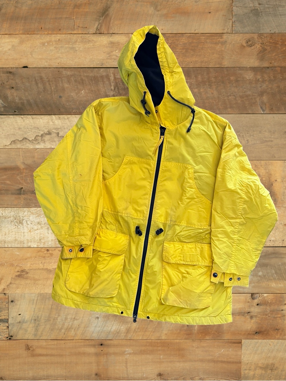 Vintage Outbrook Yellow Hooded Utility Jacket with Black Lining